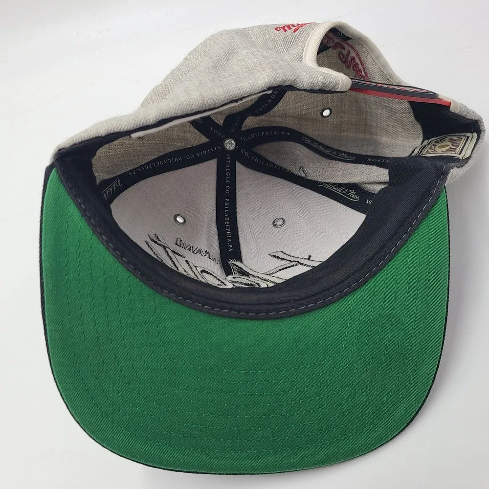 Miami Heat Hat Snapback Mitchell & Ness Gray Black NBA Script Wool Blend Men‎